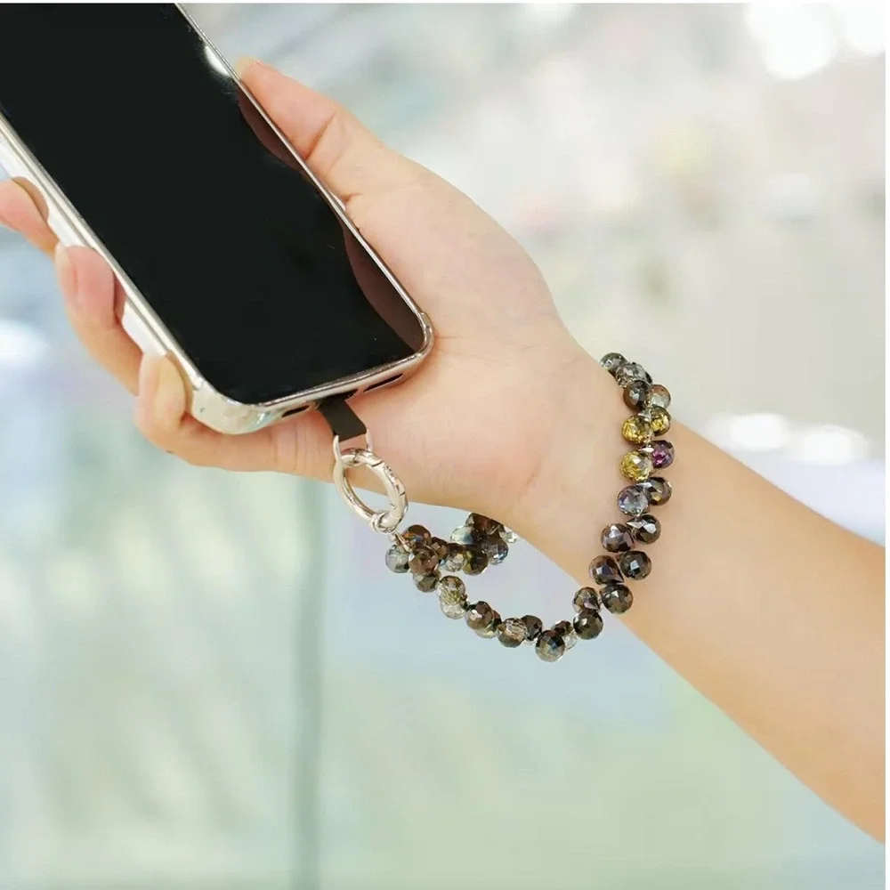 Danni Yan Midnight Beaded Phone Wrist Strap Crystal Lanyard Detachable Wristlet